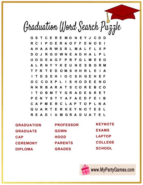 Free Printable Graduation Word Search Puzzle Graduation Words