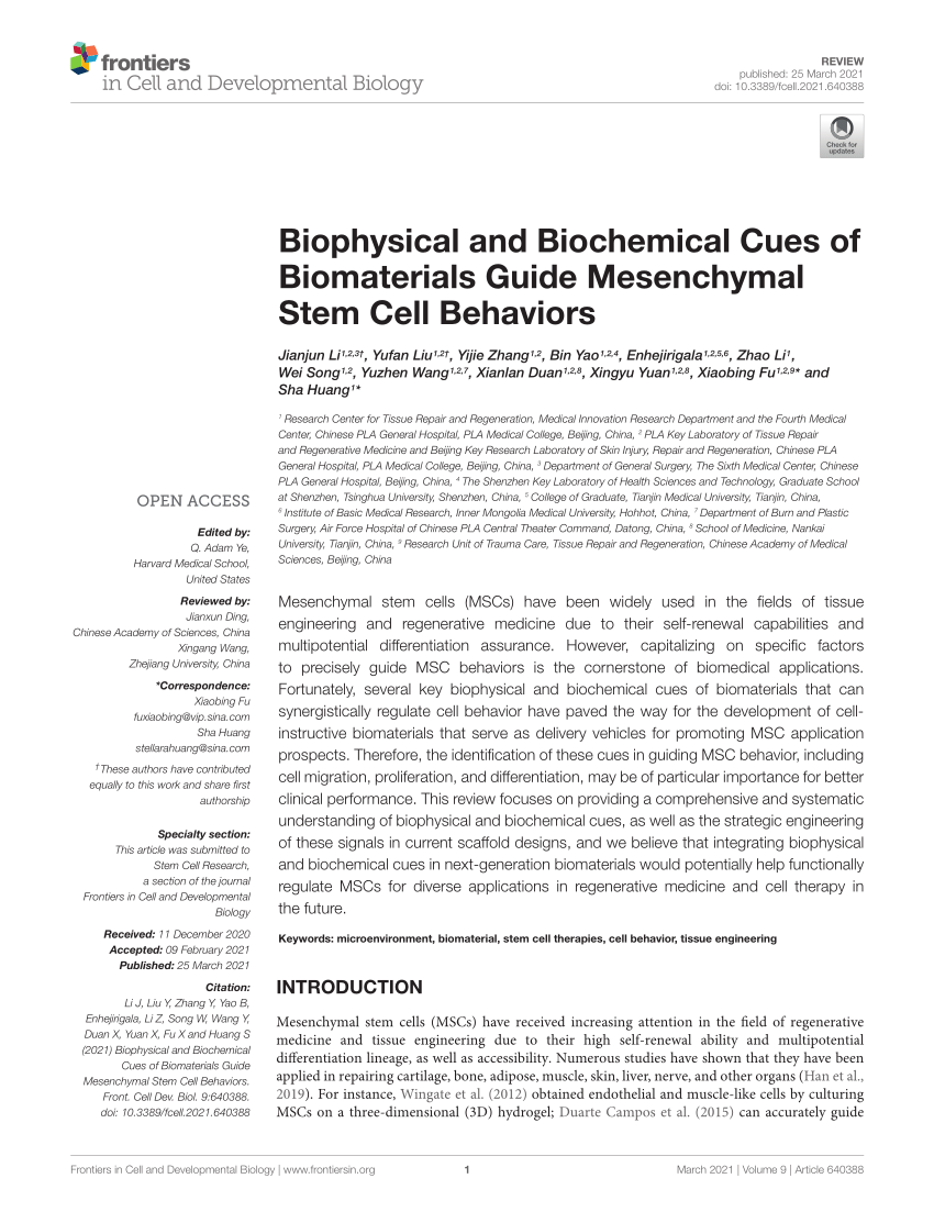 Frontiers Biophysical And Biochemical Cues Of Biomaterials Guide