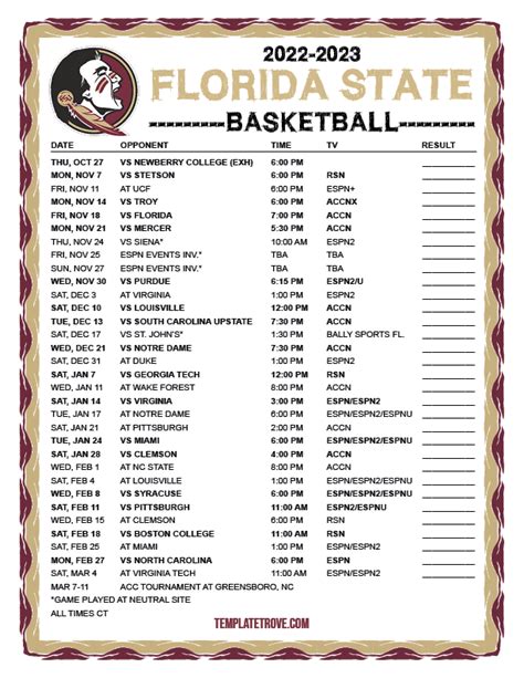 Fsu Basketball: View Full Season Schedule Now