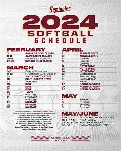 Fsu Softball 2024 Schedule Printable Hailee Beatrice