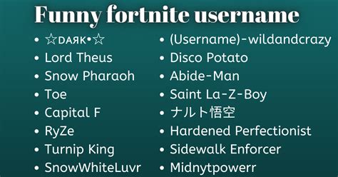 Funny Fortnite Usernames