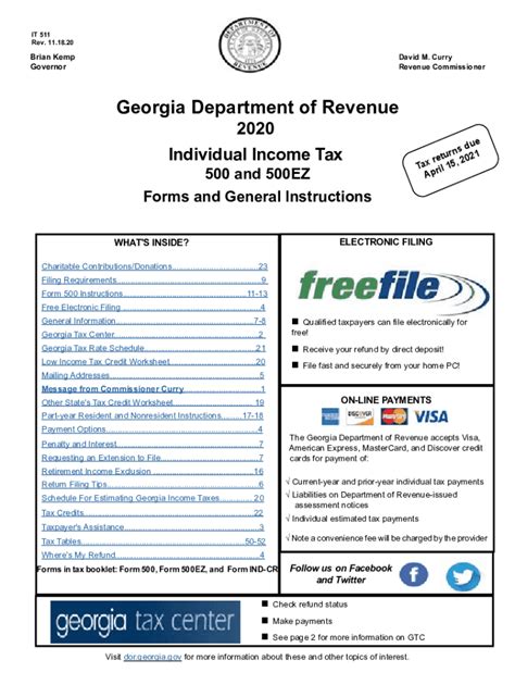 Ga It 511 2020 2022 Fill Out Tax Template Online Us Legal Forms