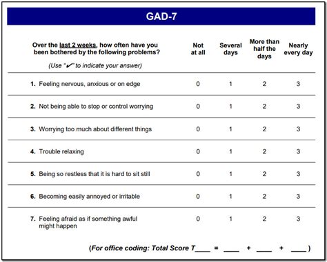 Gad 7 Generalized Anxiety Disorder Scale 7