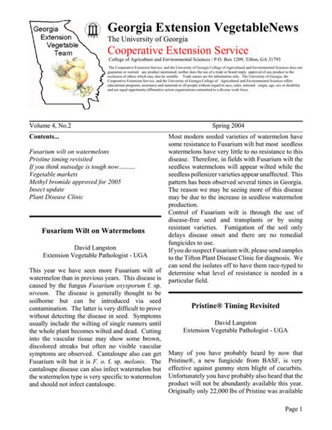 Georgia Extension Vegetablenews Cooperative Extension Service The