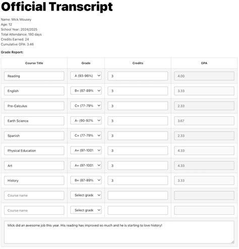 Georgia Homeschool Report Cards And Transcripts Youtube