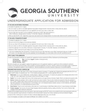 Georgia Southern University Undergraduate Application For Admission