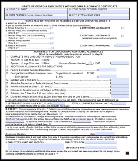 Georgia State Income Tax Withholding Form 2022 Withholdingform Com