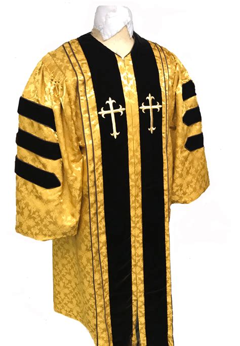 Gold Brocade Clergy Robes With Doctoral Bars Gold Minister Robes For