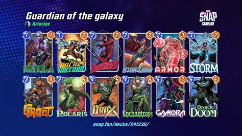 Guardian Of The Galaxy By Artorias Marvel Snap Decks Snap Fan