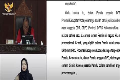 Hakim Arief Hidayat Dissenting Opinion Usulkan Sistem Pemilu Terbuka