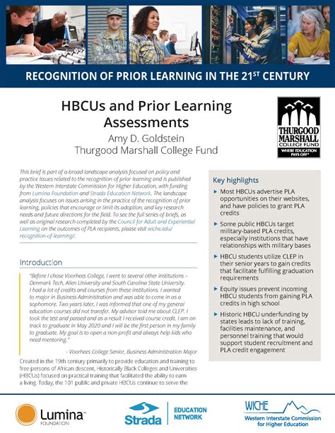 Hbcus And Prior Learning Assessments Wiche