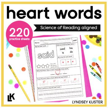 Heart Word Practice Ufli Heart Words Heart Words Kindergarten 1St 2Nd