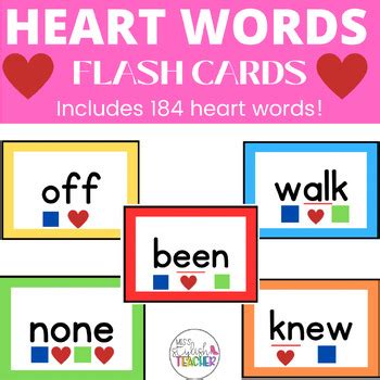 Heart Words Flash Cards Ufli By Miss Stylish Teacher Tpt