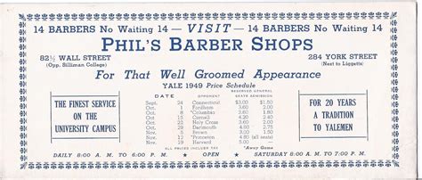 Heirlooms Reunited 1949 Blotter Of Phil Amp 39 S Barber Shops With Yale