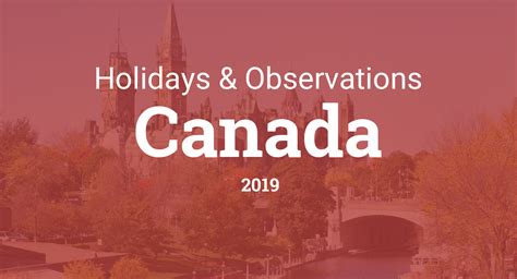 Holidays And Observances In Canada In 2019