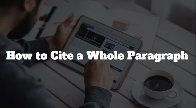 How To Cite A Paragraph