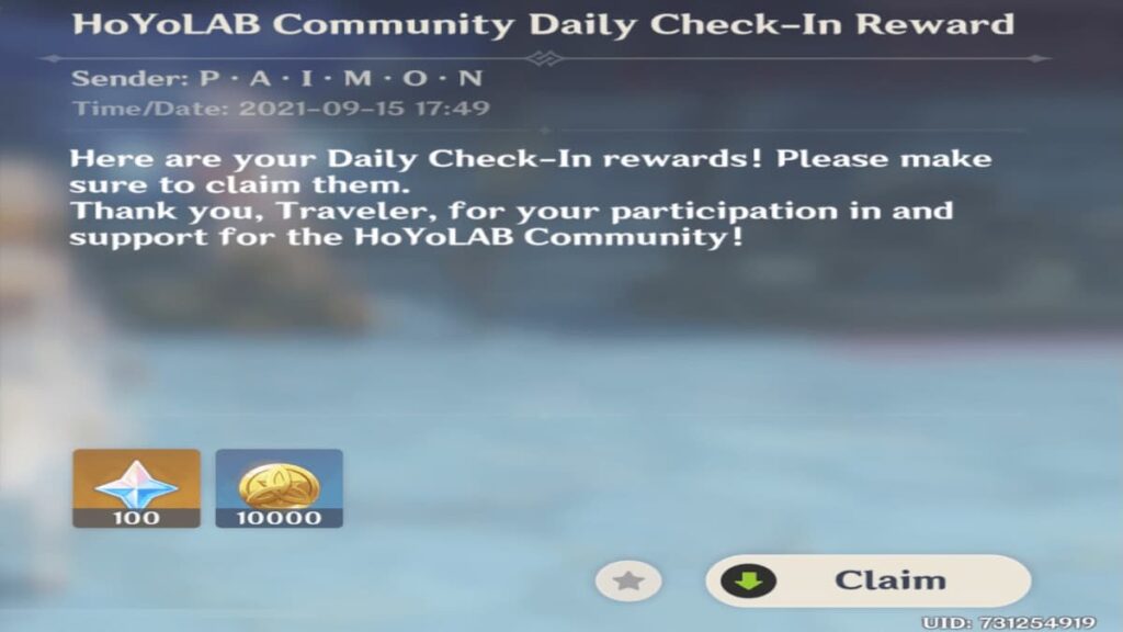 How To Claim Genshin Impact Daily Check In Rewards