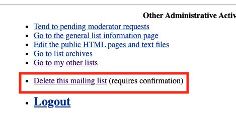 How To Delete A Mailman Mailing List University It