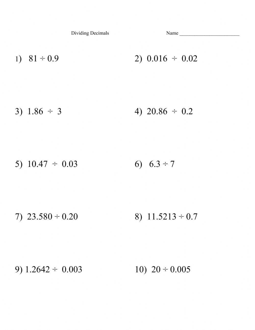 How To Divide Decimals Math Review Video