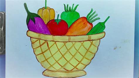 How To Draw A Vegetables Basket Easy And Simple Winter Vegetables