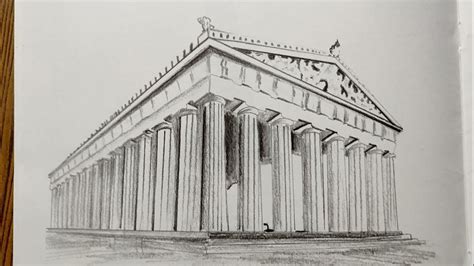 How To Draw Parthenon Step By Step Very Easy Youtube