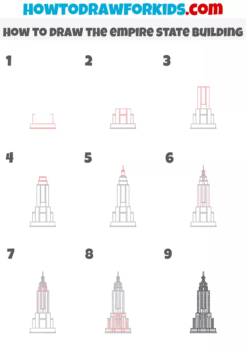 How To Draw The Empire State Building Really Easy Drawing Tutorial