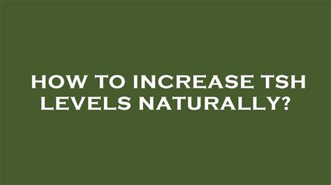 How To Increase Tsh Levels Naturally Youtube