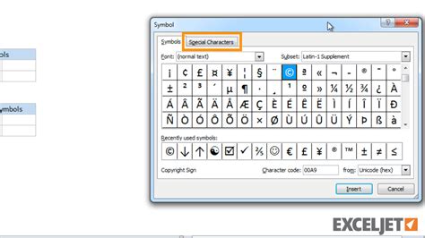 How To Insert Symbols And Special Characters In Excel Easy