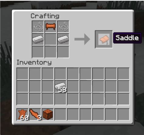 How To Make A Saddle In Minecraft Minecraft Saddle Recipe Crafting