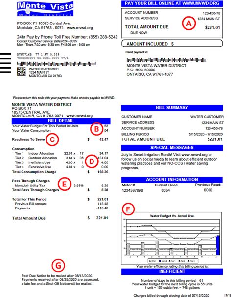 How To Read Your Water Bill Monte Vista Water District Ca