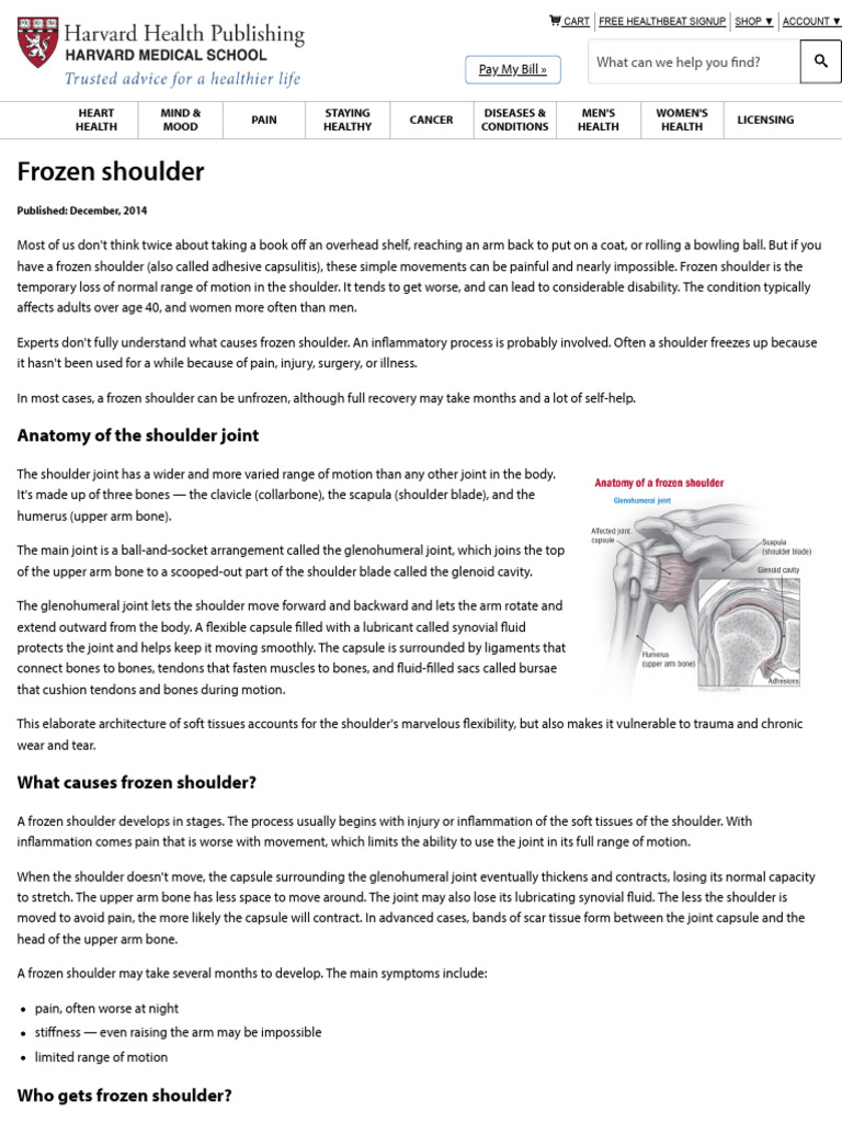 How To Release A Frozen Shoulder Harvard Health