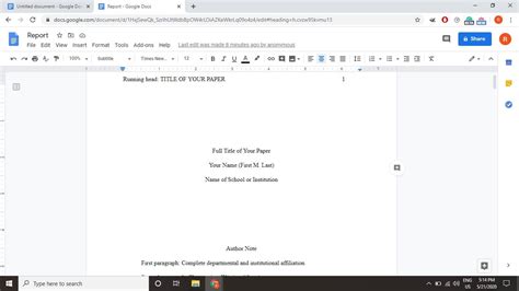 How To Use Apa Format In Google Docs