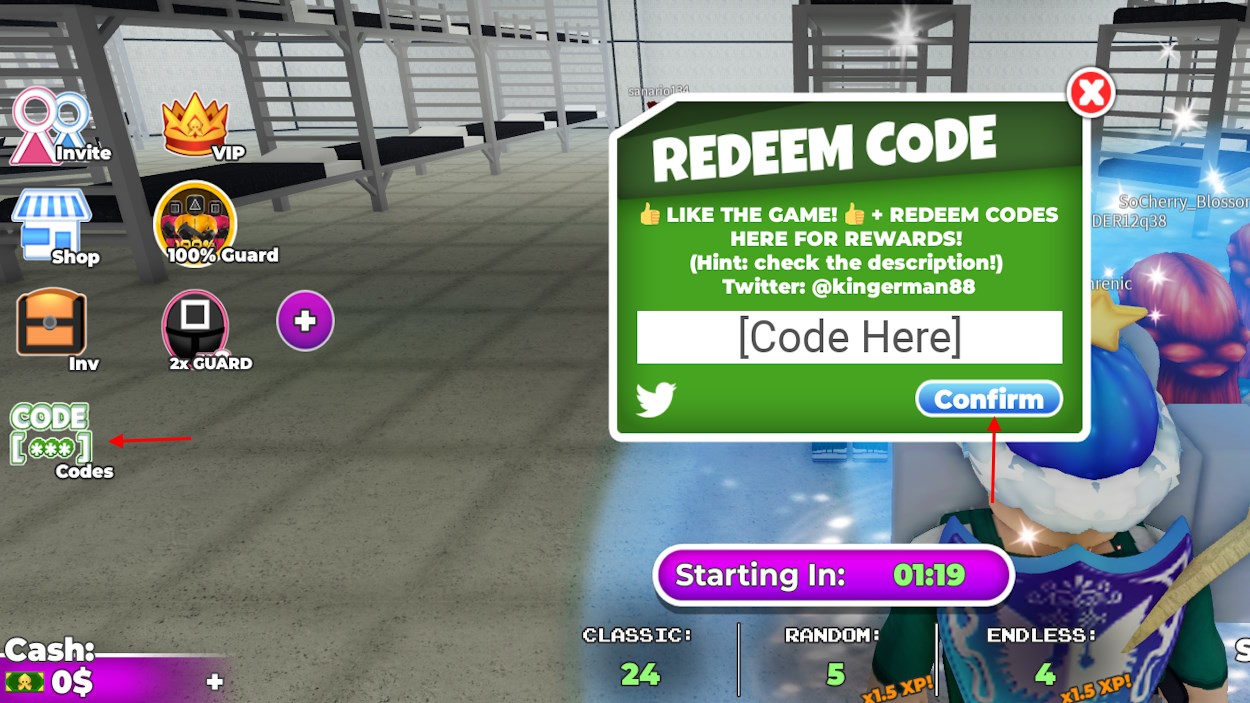 How To Use Squid Game Codes? Cheat Sheet