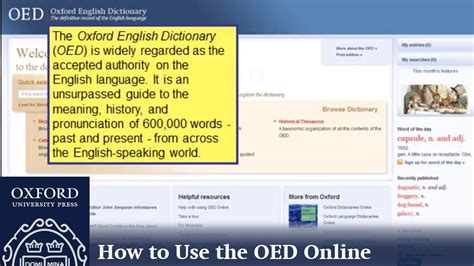 How To Use The Oxford English Dictionary Online Oxford Academic Youtube