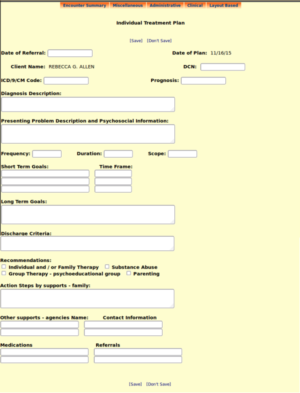 Individual Treatment Plan