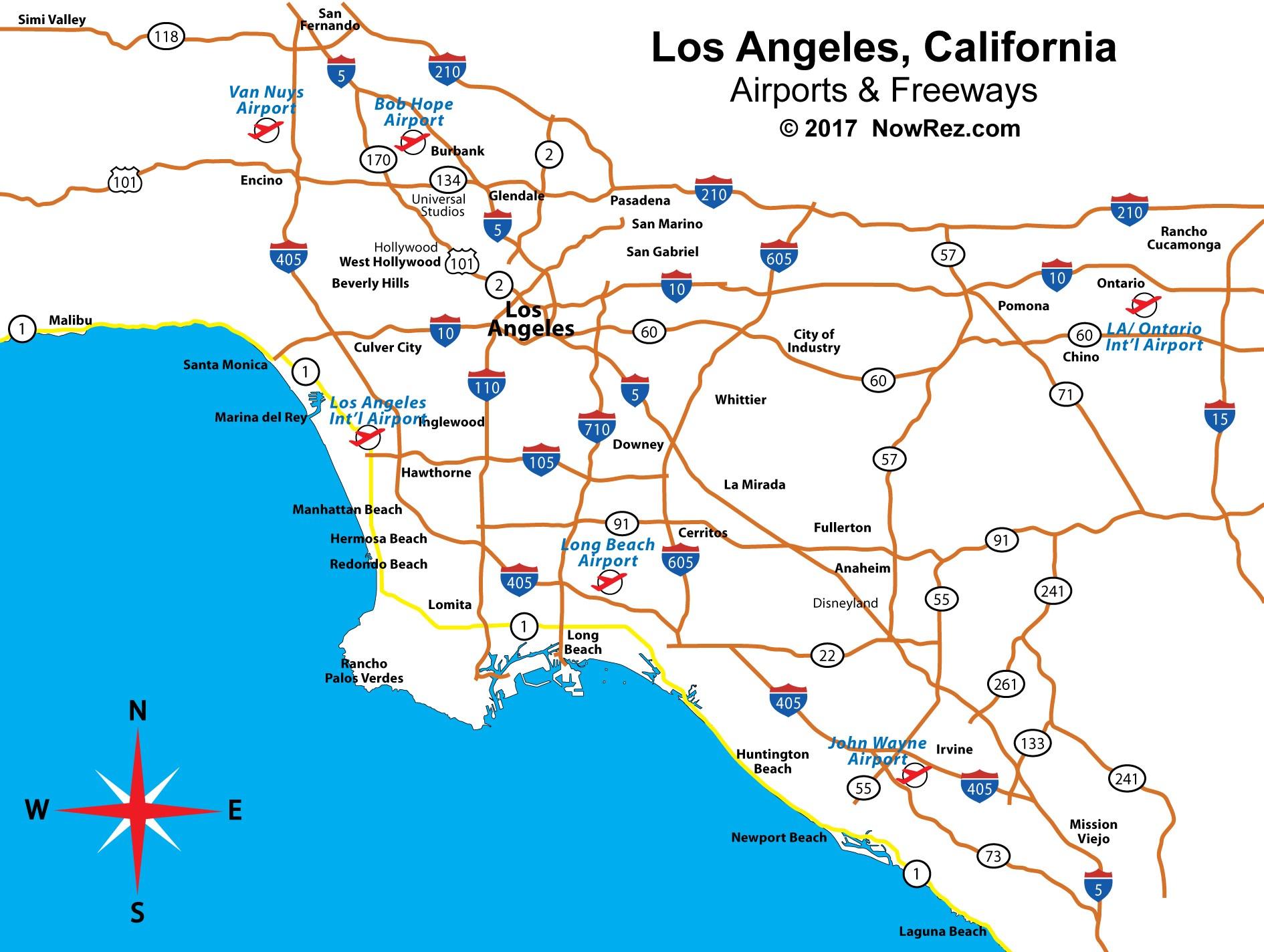 Interstate 10 Los Angeles Map