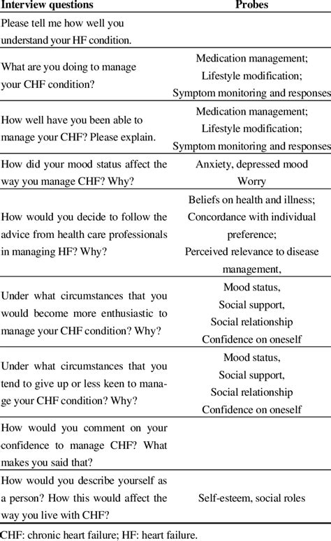 Interview Questions And Probes Download Table