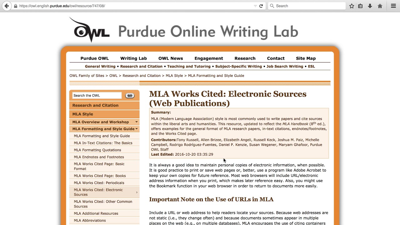 Intro To Mla On Purdue Owl Youtube