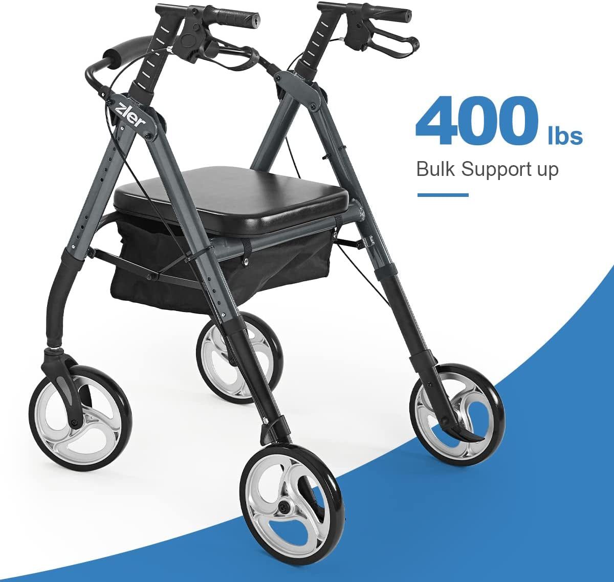 Ioohug Heavy Duty Walkers For Seniors Supports 500Lbs Upright Rollator