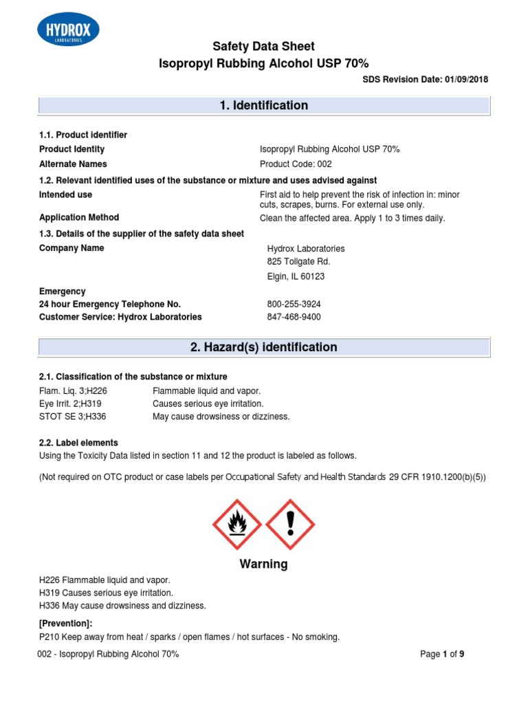 Isopropyl Alcohol 70% Haso04 Msds Download