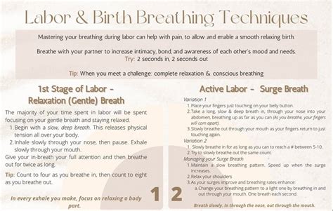 Labor Amp Birth Breathing Techniques Pdf Etsy