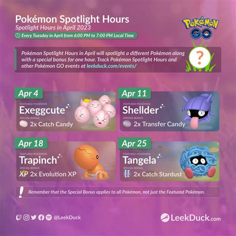 Leek Duck On Twitter Pok Mon Spotlight Hours In April 2023 Track