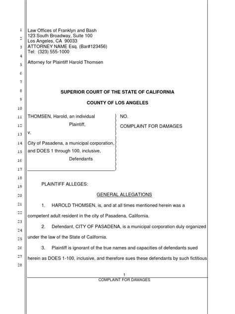 Legal Complaint Template Word