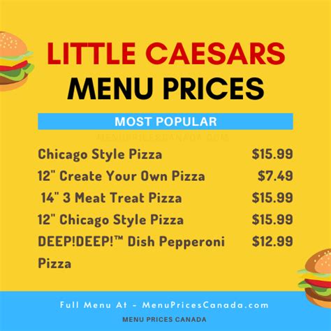 Little Caesars Menu Canada Prices 2023