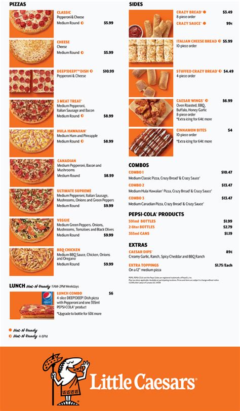 Little Caesars Printable Menu