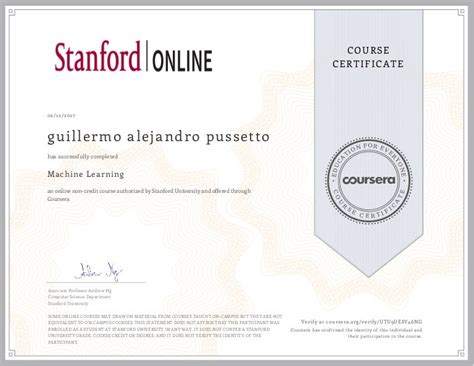 Machine Learning By Stanford University On Coursera Certificate Earn