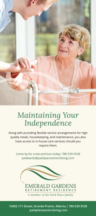 Maintaining Your Independence Emerald Gardens Retirement Residence