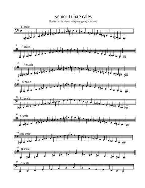 Major Minor Scales Tuba D1 F4 Download Sheet Music Pdf File