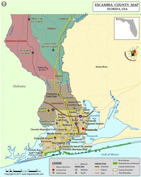 Map Of Escambia County Florida Free Printable Maps