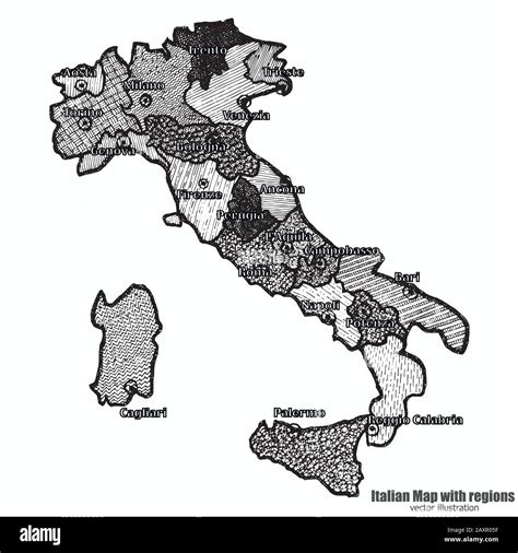 Map Of Italy Bright Graphic Illustration Handmade Drawing With Map